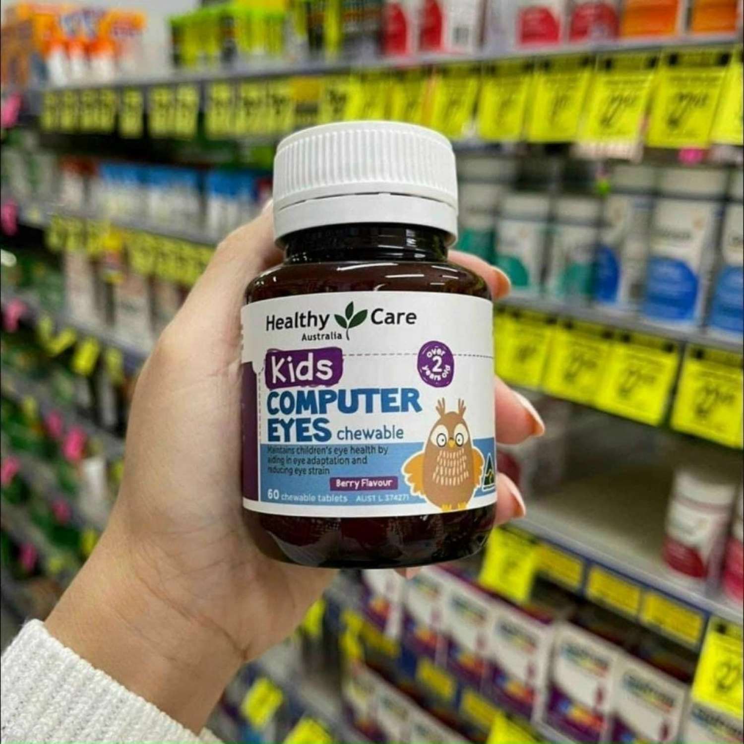 Kẹo bổ mắt cho bé Healthy Care Kids Computer Eyes - Hàng Úc 60 viên [Bảo vệ đôi mắt của bé yêu trước các tác động của ánh sáng xanh, máy tính, điện thoại, ti vi,...]