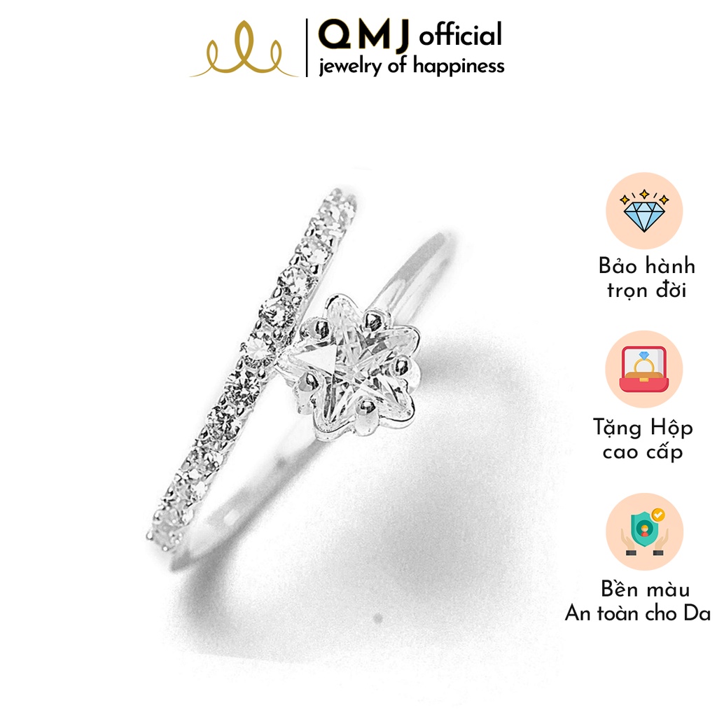 QMJ nhẫn bạc Ngôi Sao lấp lánh nạm đá sáng thiết kế tinh tế, dành cho cô nàng yêu thích thời trang nữ đẹp - QNL0782