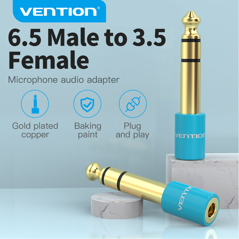 【COD】Vention Bộ chuyển đổi âm thanh 6.5mm Nam sang 3.5mm RCA Nữ Jack cắm Âm thanh Tai nghe Micrô Bộ chuyển đổi ghi âm Guitar 6.5mm Bộ chuyển đổi 3.5mm Bộ chuyển đổi Aux Jack Audio mạ vàng