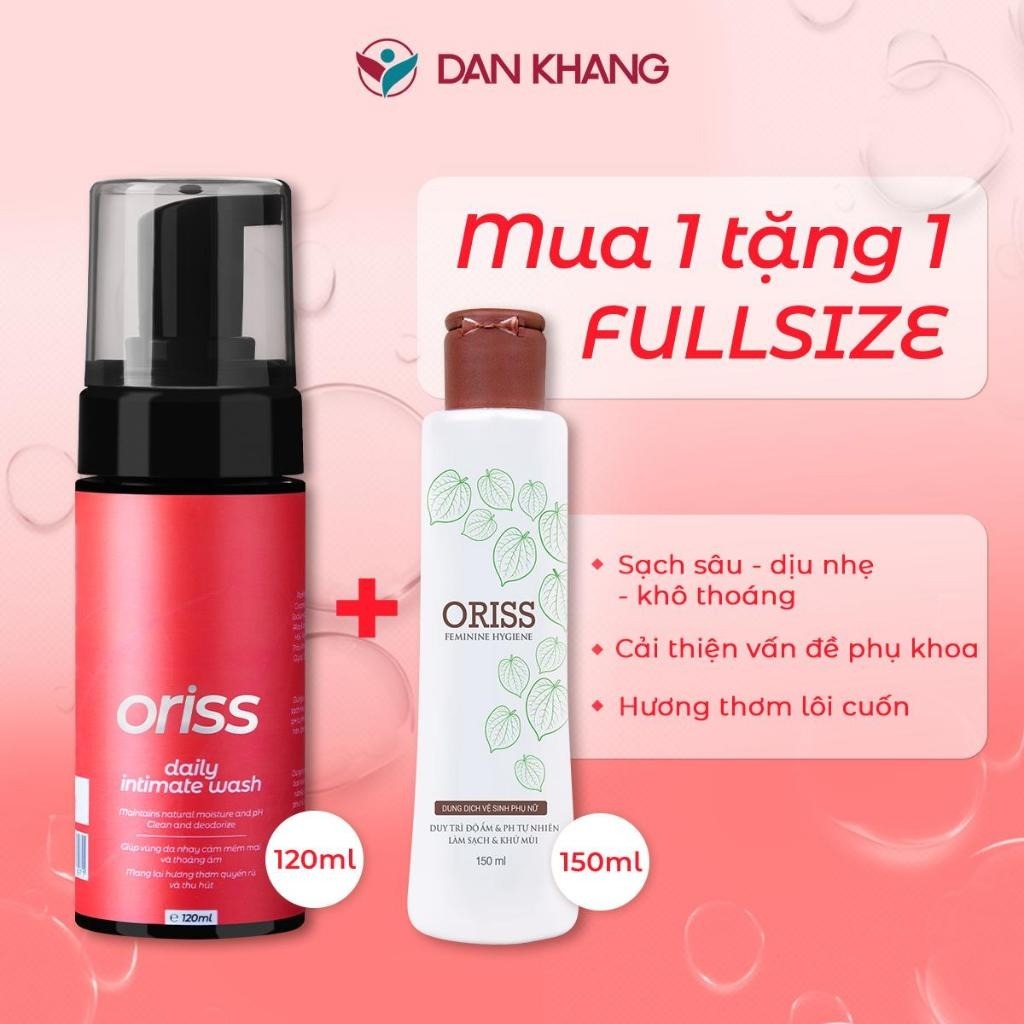   MUA 1 TẶNG 1  Dung dịch vệ sinh phụ nữ dạng bọt Oriss Daily Intimate Wash hỗ trợ làm sạch dịu nhẹ hương nước hoa quyến rũ chai 120ml Women 