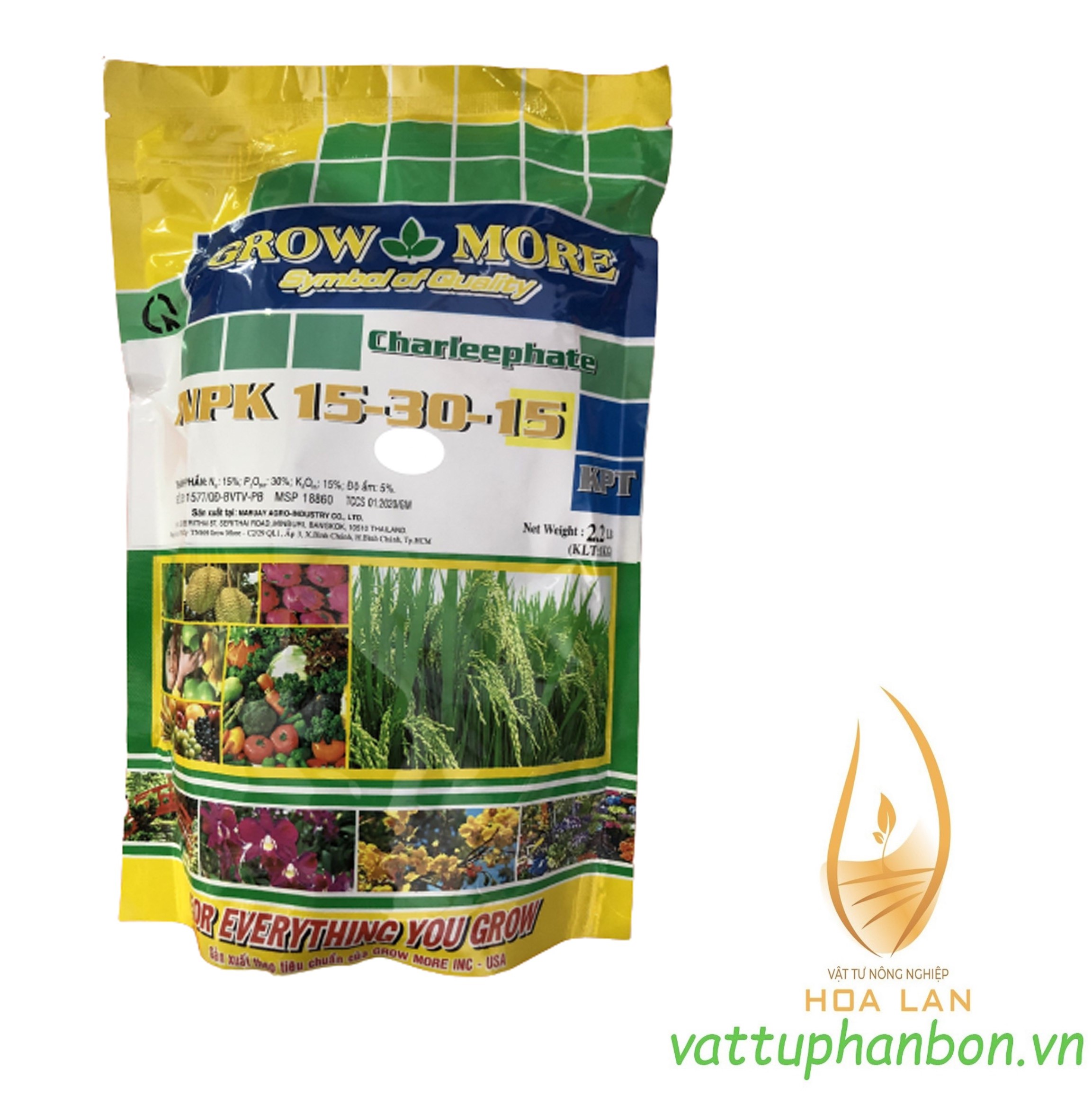 Phân bón lá grow more npk 15-30-15 charleephate - #385a# 1kg