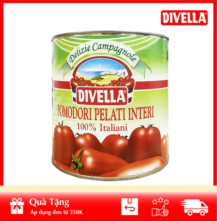 Cà chua bóc vỏ divella 2500gr