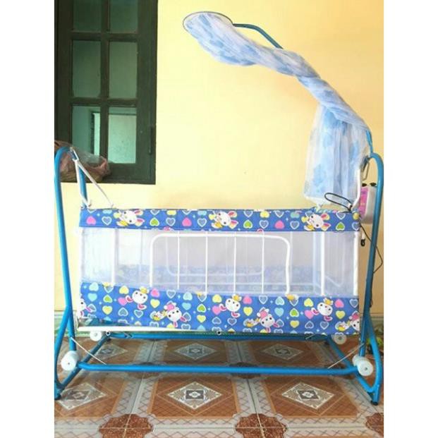 Nôi điện đại vĩ 2 tầng màu xanh ( tặng kèm võng cho bé )