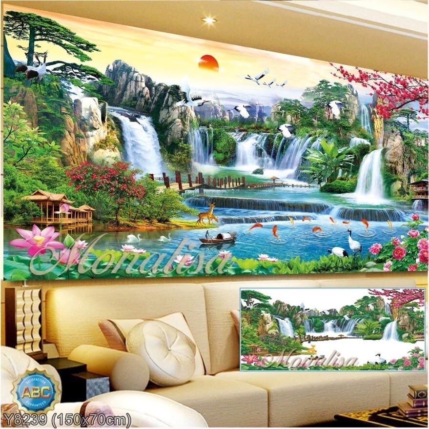 Tranh đính đá 5D phong cảnh Non Nước Hữu Tình - tranh chưa đính đá