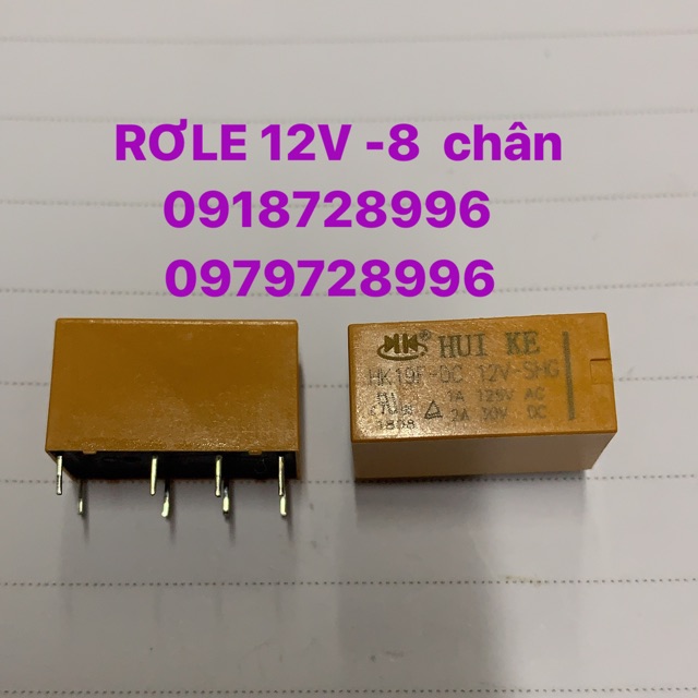 Rơle 12v 8 chân vàng combo 5 con