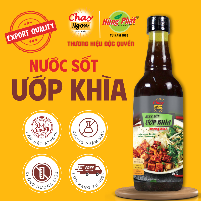 Nước Sốt Ướp Khìa Chay Ngon Dùng Nấu Món Ăn Thơm Ngon Tròn Vị Chai 500ml - Thương Hiệu Hùng Phát