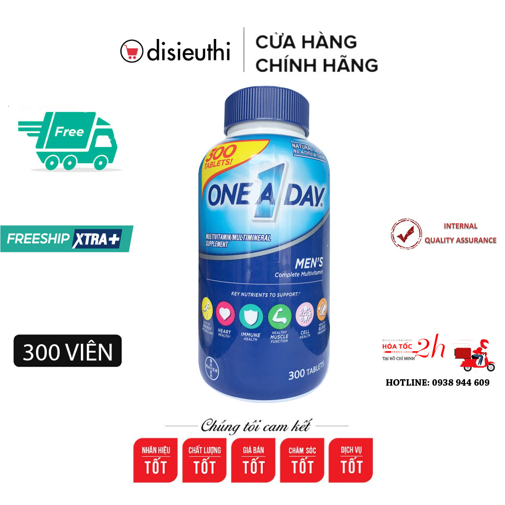 Vitamin One A Day  Vitamin tổng hợp cho Nam Vitamin One A Day dành cho nam dưới 50 tuổi One A Day Men’s Multivitamin 300 viên ( mẫu mới ) Tăng cường sức đề kháng,ổn định hệ tim mạch, One A Day Men's Multivitamin, 300