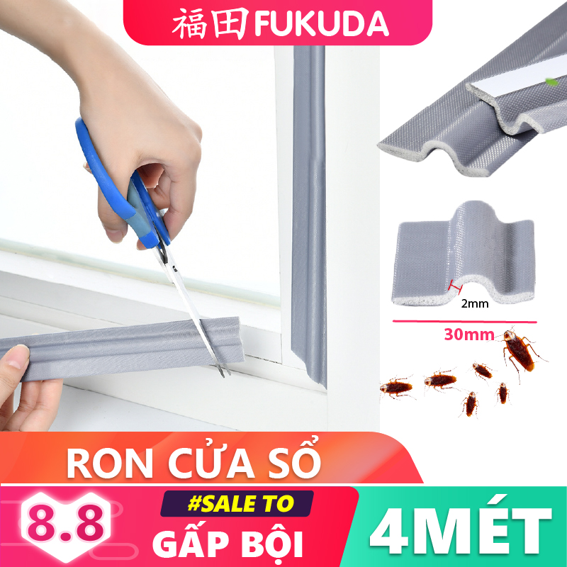 Nẹp chặn khe hở dán cửa loại 4 Mét cửa sổ phù hợp mọi loại cửa FUKUDA Ron dán đáy cửa chống gió lùa và côn trùng gây hại