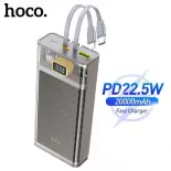 Sạc dự phòng 20000mah sạc nhanh 22.5w HOCO kèm pin dự phòng 2 dây sạc type c và iphone hiển thị dung lượng pin siêu bền chống cháy hao mòn