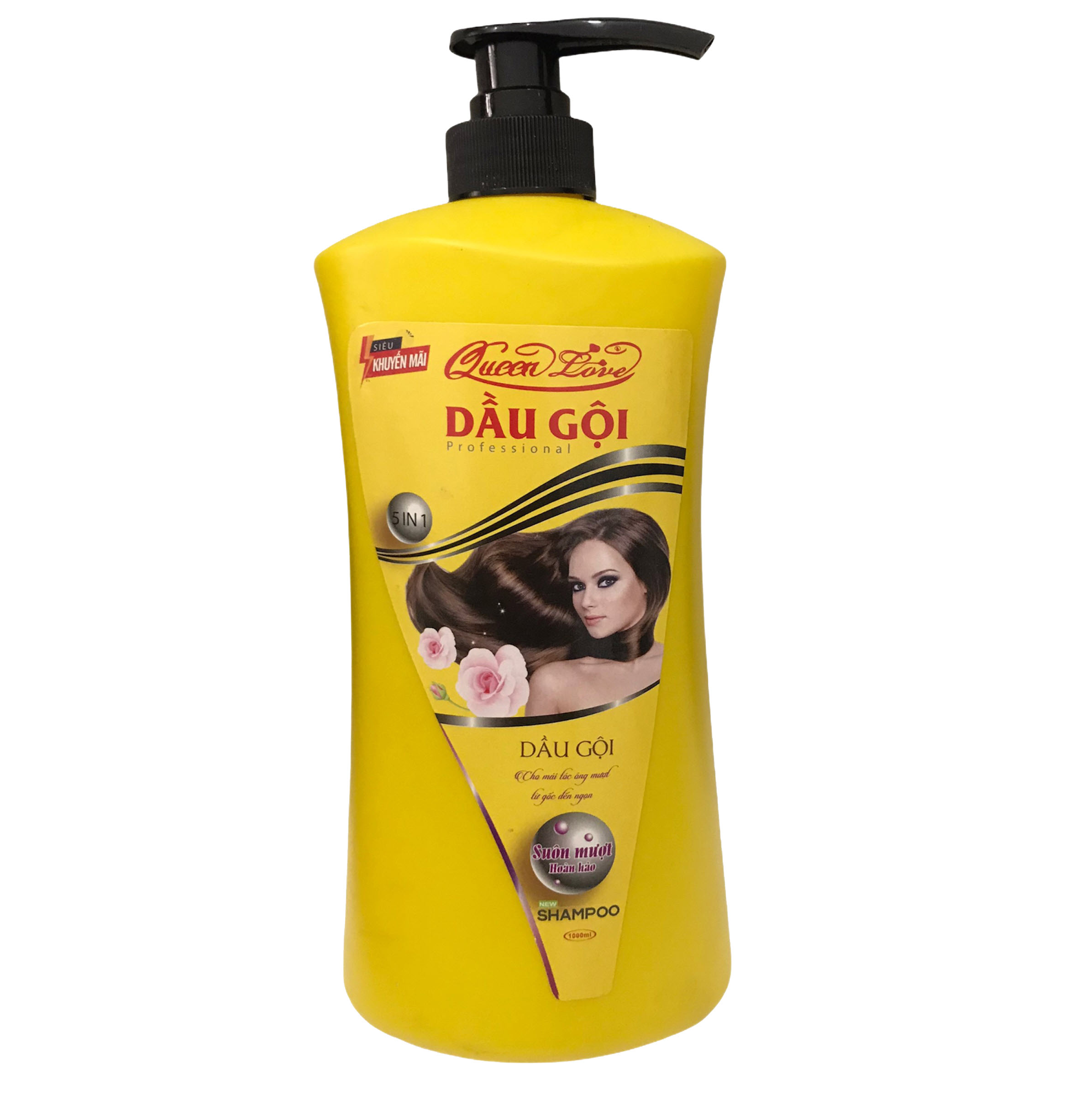 Dầu gội 5 in 1 Queen Love Giúp tóc suông mượt óng ả Chai 1000ml - Date 3.2024