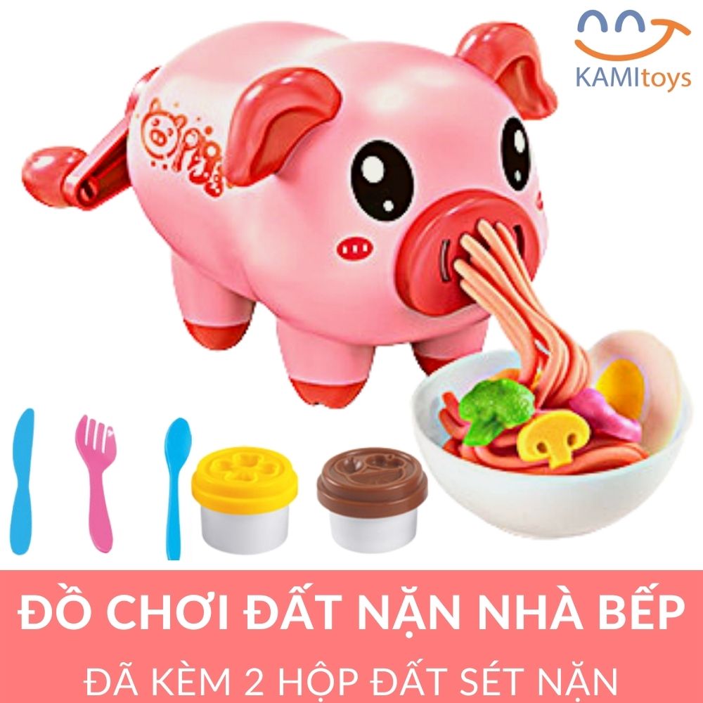 Đồ chơi bé gái đất sét nặn nấu ăn gồm máy làm mì + 2 bịch đất nặn an toàn trẻ em MS 50122