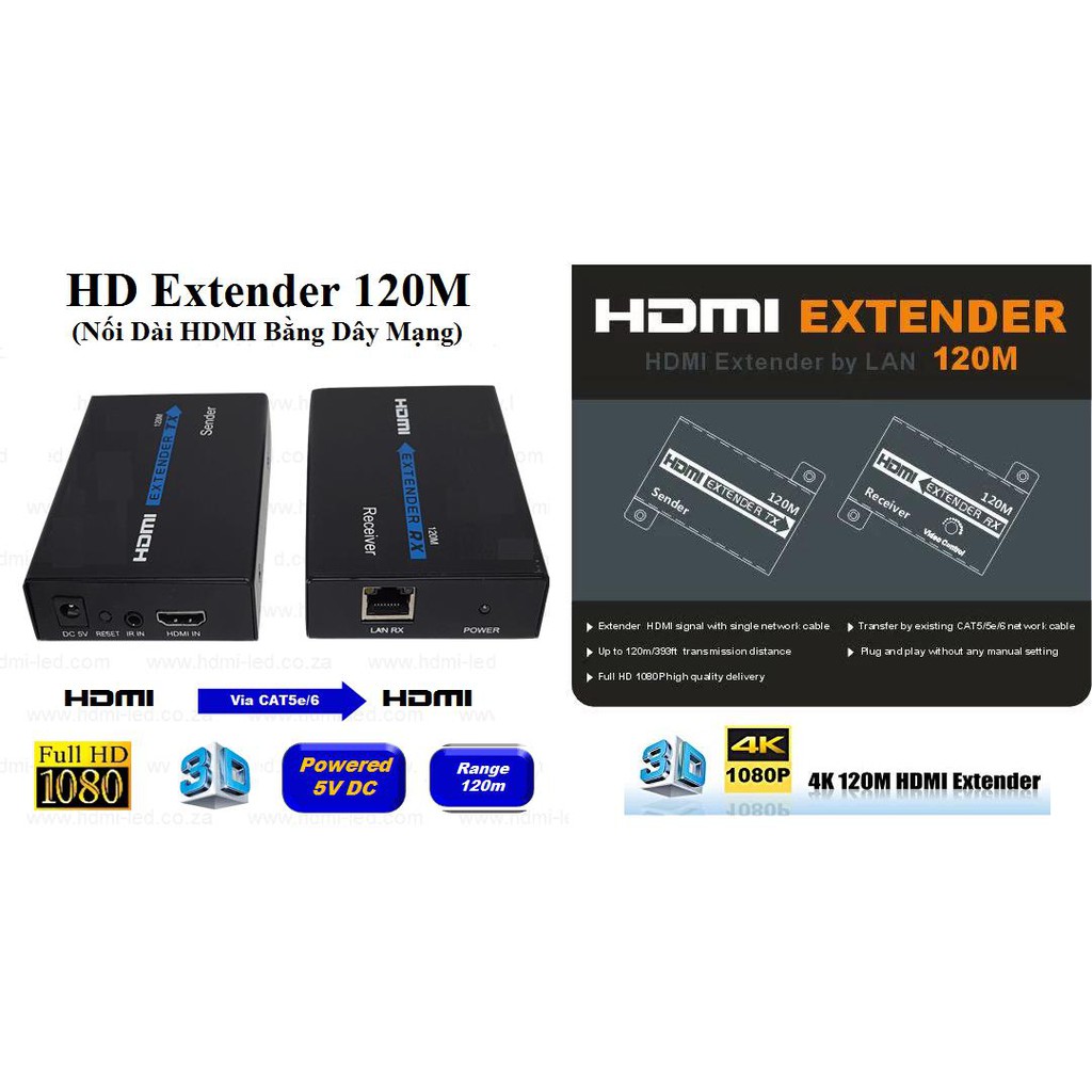 Bộ nối dài hdmi bằng dây lan 120m - chính hãng fb-link