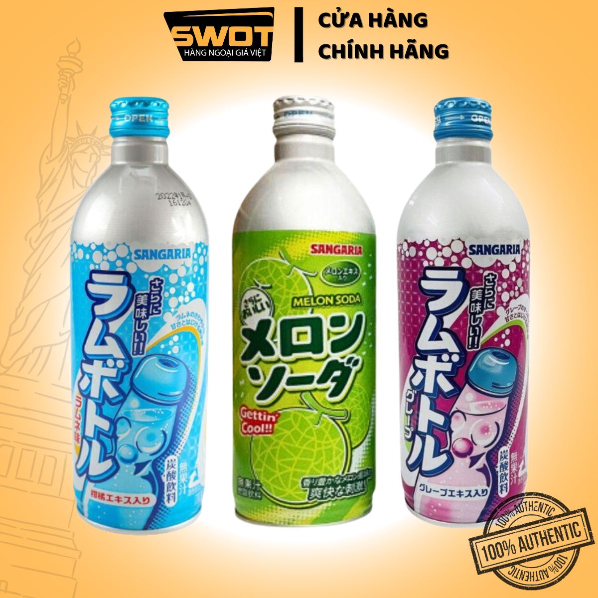 Nước Soda Sangaria Nhật 500g nhiều vị, Nước ngọt có gas cao cấp, thơm ngon đặc biệt, an toàn sức khỏe, nhiều vitamin