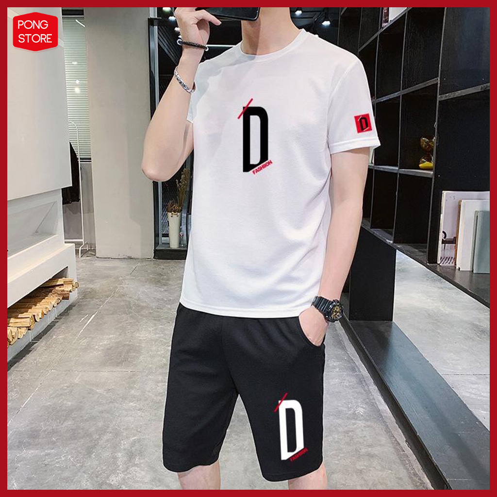 [HCM]ĐỒ BỘ THỂ THAO NAM ĐỒ BỘ NAM ĐẸP IN HÌNH CHỮ  D  SIÊU NGẦU TẬP GYM HAY ĐI CHƠI ĐỀU ĐẸP CÓ 2 MÀU ĐEN TRẮNG