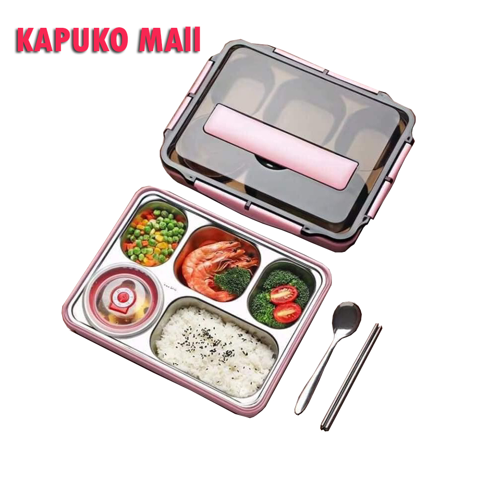 Khay cơm 5 ngăn inox cao cấp tiện lợi sạch sẽ dành cho văn phòng, du lịch dã ngoại