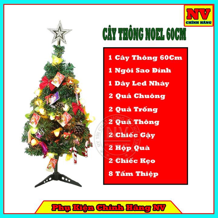 Cây thông noel 60cm đầy đủ phụ kiện trang trí