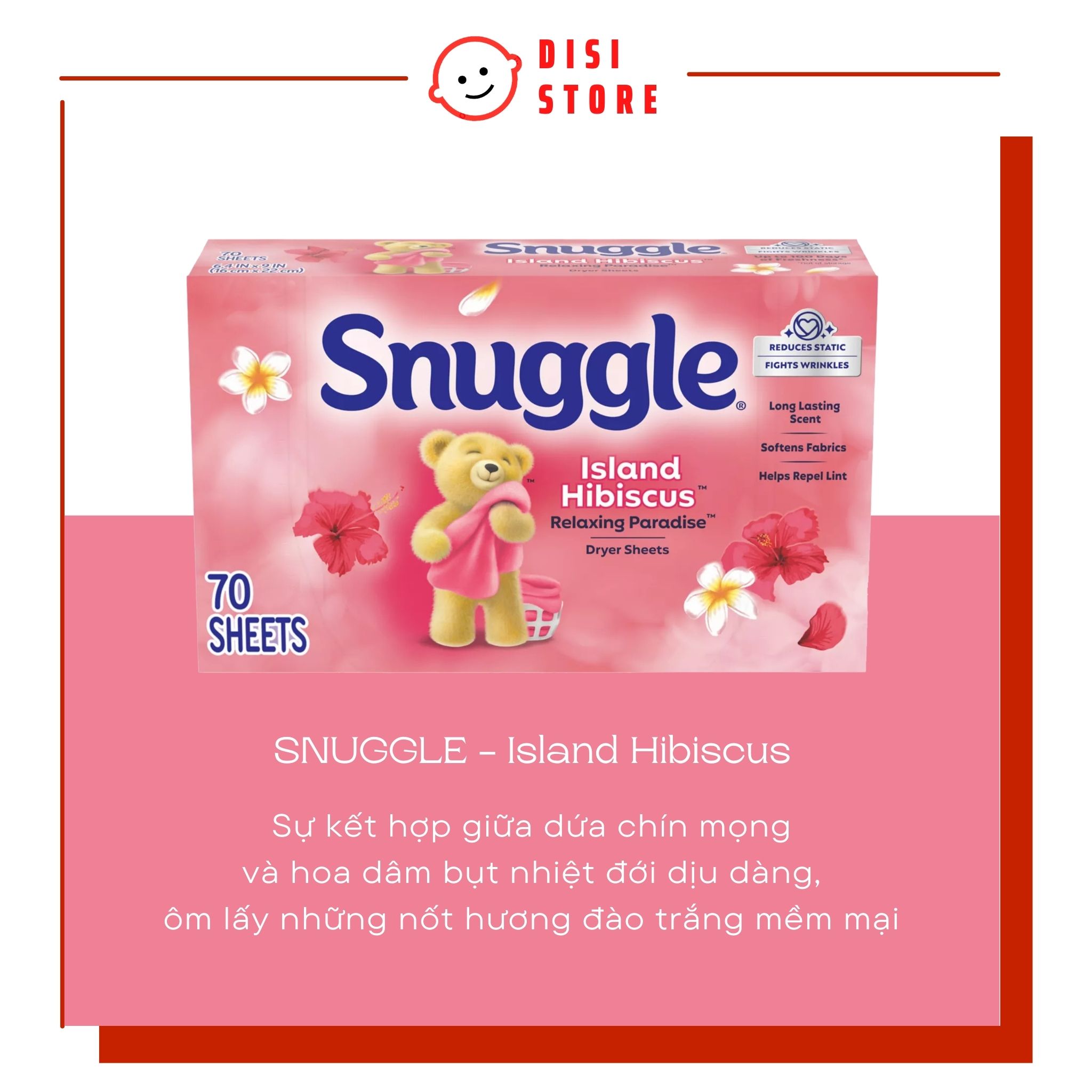 (CÓ HỘP) Giấy Thơm Quần Áo Snuggle Mỹ Exhilaration Island Hibiscus & Rainflower Chuyên Dụng Máy Sấy Quần Áo - DISI