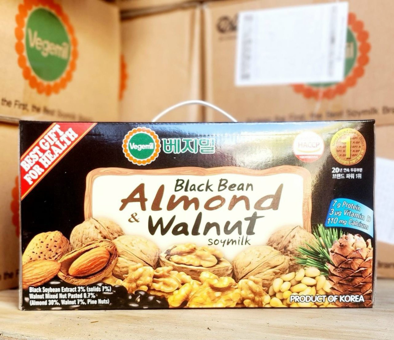 [ÍT ĐƯỜNG - VEGEMIL ] SỮA HẠT ÓC CHÓ HẠNH NHÂN ĐẬU ĐEN HÀN QUỐC VEGEMIL 15 GÓI x  200ML- Sữa bà bầu - Sữa trẻ em - Sữa ít đường - Sữa Nhập khẩu - Sữa hạt