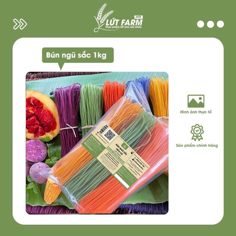 Bún ngũ sắc gấc/khoai tím/chùm ngây/hoa đậu biếc/bí ngô lứt farm 1kg