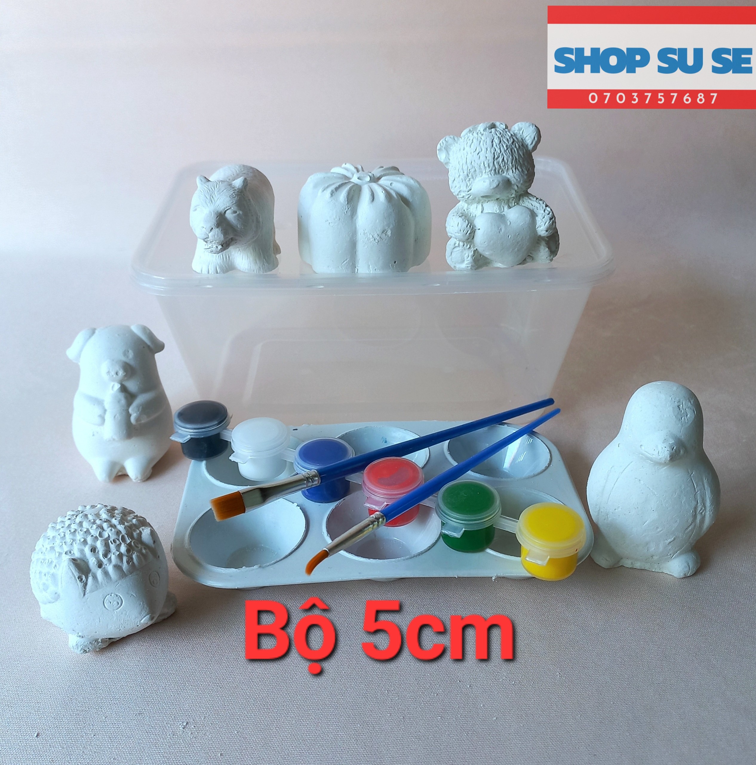 Tượng thạch cao cho bé tô màu. Bộ 6 tượng. cao khoảng 5 cm