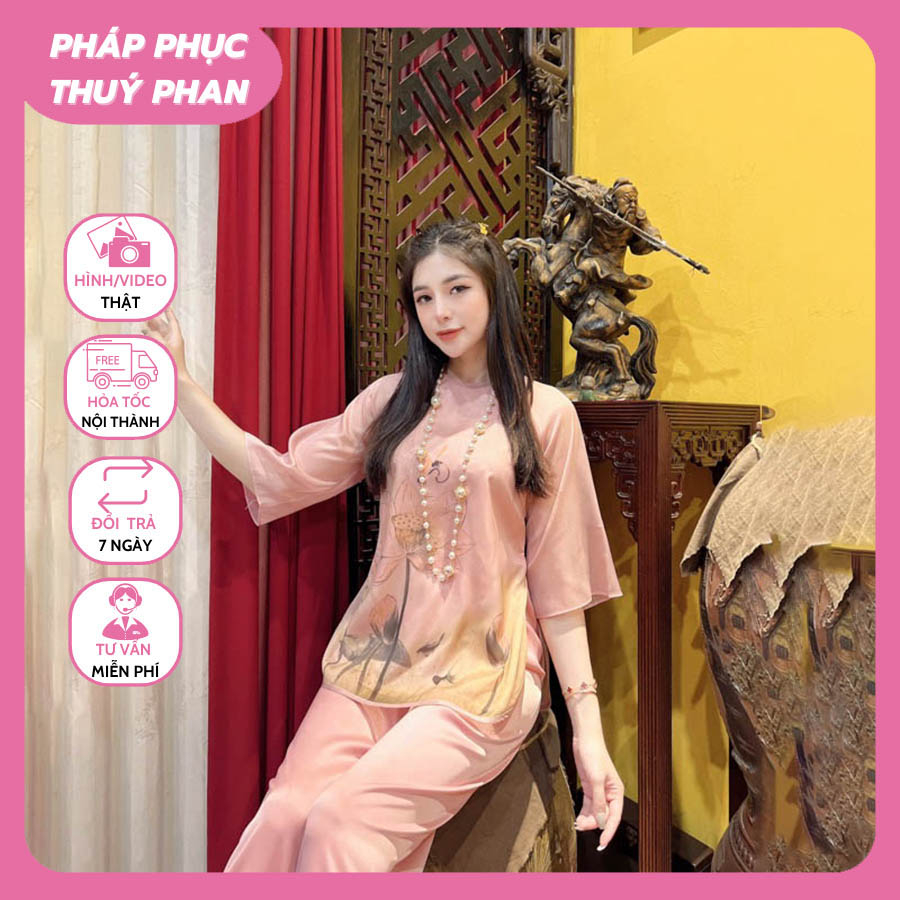 Đồ lam,Bộ lụa nữ,Pháp phục phật tử,Quần áo đi chùa