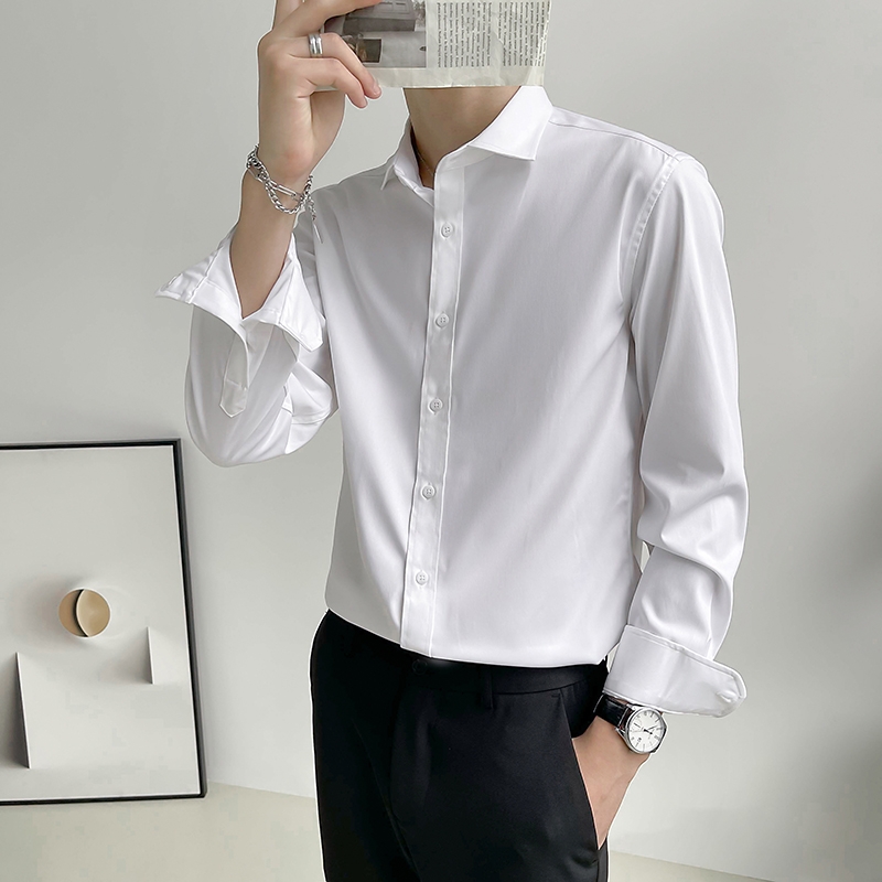 Áo sơ mi nam dáng ôm body sơ mi nam phong cách Hàn Quốc Chất lụa cao cấp
