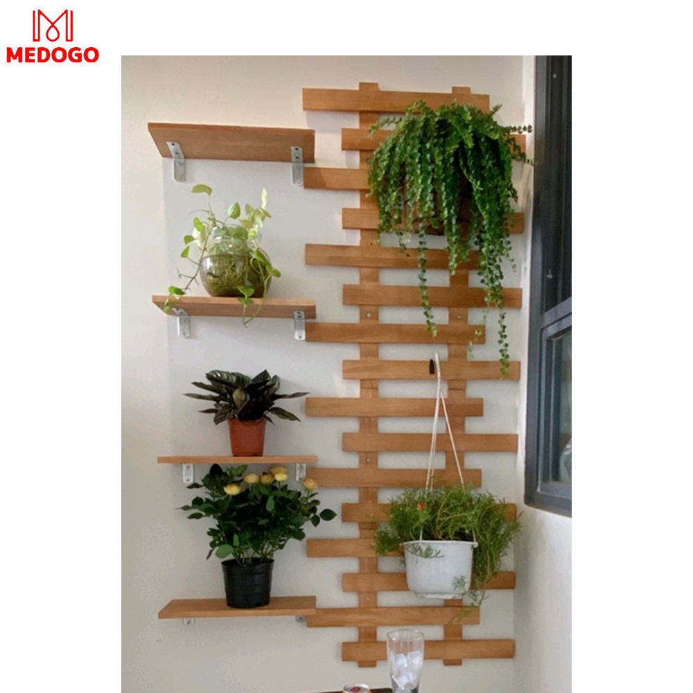 Kệ gỗ treo tường, kệ trang trí MEDOGO home, giá gỗ thông treo tường trang trí ban công, ngoại thất đẹp, treo cây, hoa
