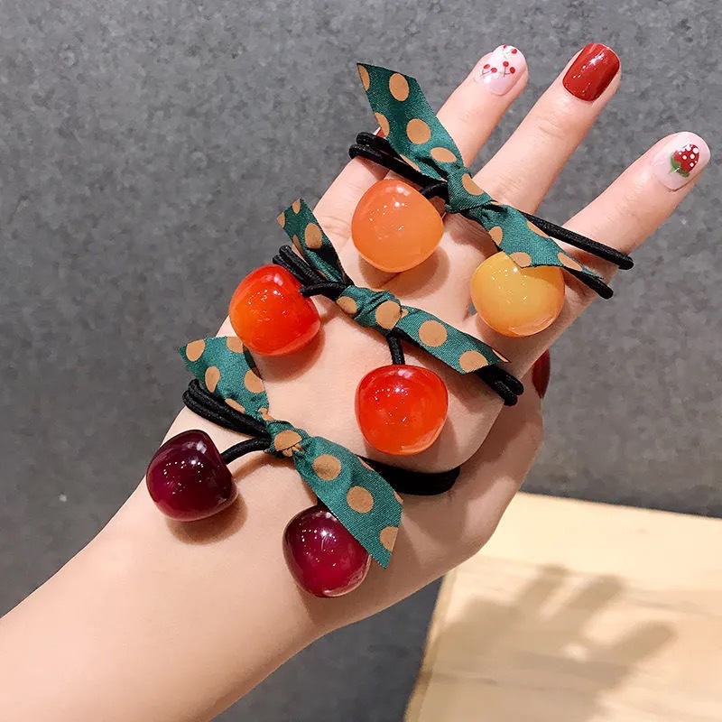 Dây cột tóc trái cherry nhiều màu dễ thương