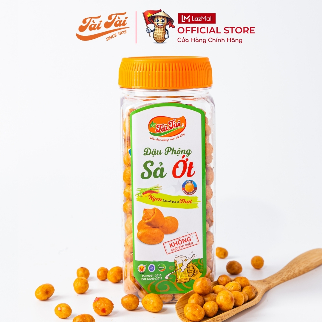 Đậu phộng rang sả ớt tài tài hũ 250g - snack ăn vặt đậu phộng sả ớt - hương vị thơm cay đậm đà giòn tan