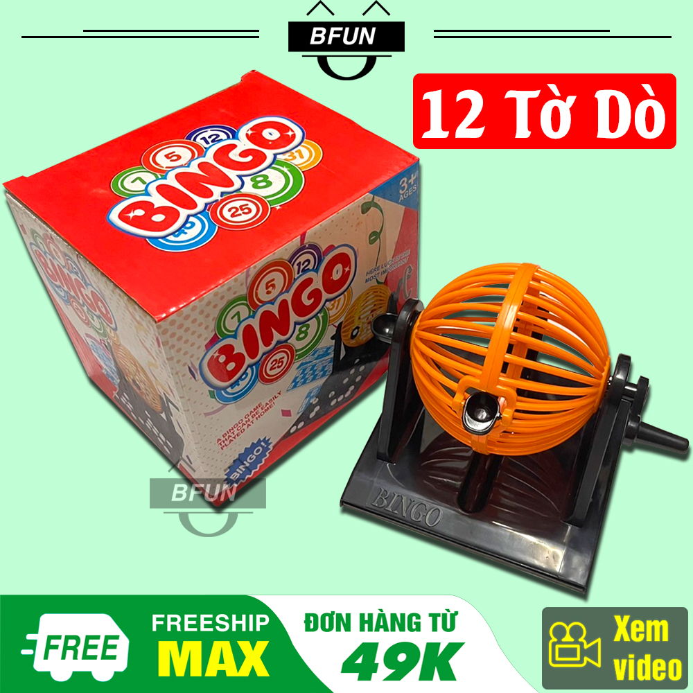Lồng Quay BINGO Lô Tô 90 Số 12 Giấy Dò - Bộ Cờ Lô Tô Nhựa Cao Cấp Giá Rẻ, Lồng Quay Xổ Số, Lồng Cầu Quay Số Boardgame, Đồ Chơi Giải Trí BFUN