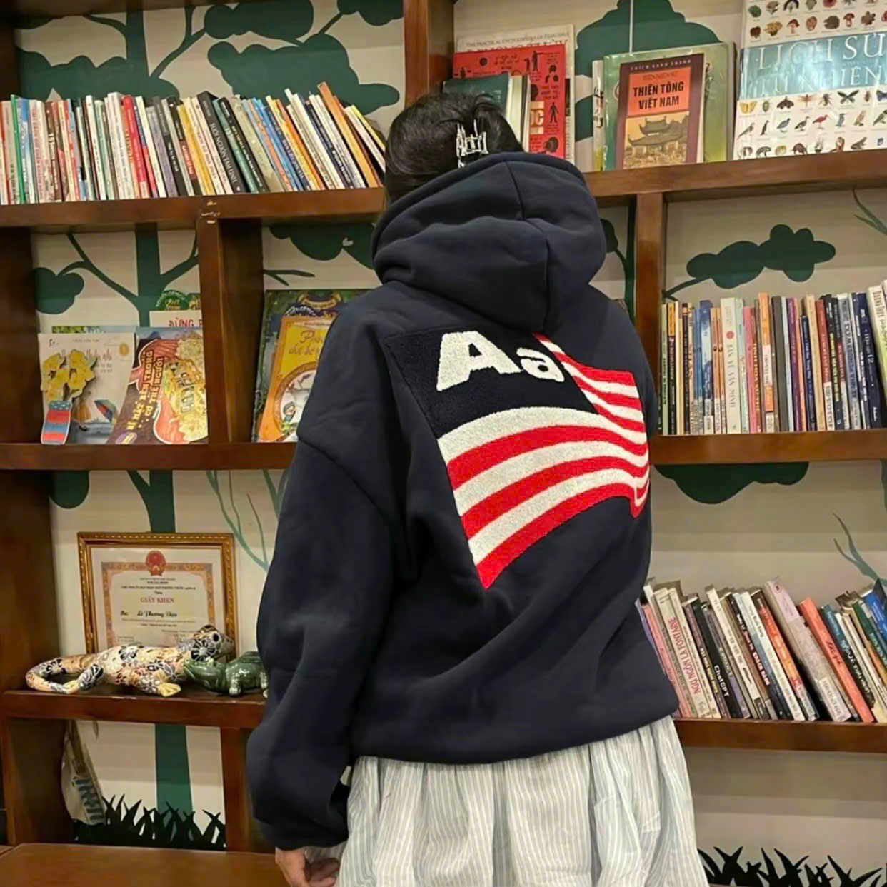 Áo khoác hoodie unisex nam nữ form boxy thêu chữ Aa LÁ CỜ chất nỉ cao cấp mũ rộng 2 lớp siêu hot - TP763