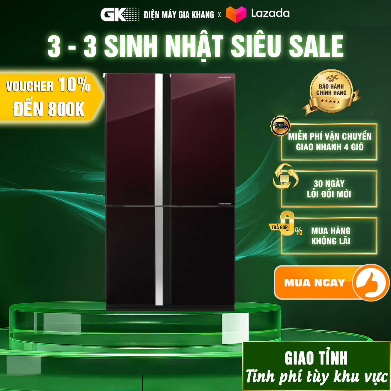 Tủ lạnh Sharp Inverter 678 lít SJ-FX688VG-RD - GIAO TOÀN QUỐC - FREESHIP HCM