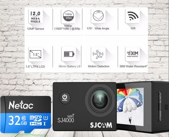 Camera Thể Thao 1080P Chống Thấm Nước 30m SJCAM 4000 Free Thẻ 32GB
