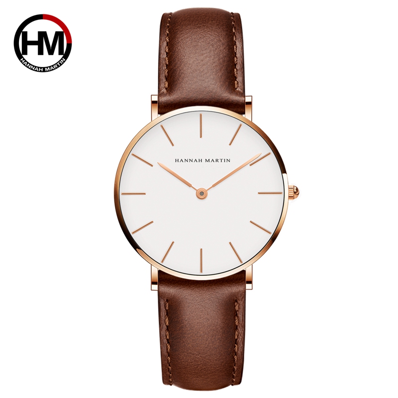 Đồng Hồ Đeo Tay Nữ Hannah Martin Chính hãng - Dây Da 36MM - Model HM-CB36 - bảo hành 12 tháng