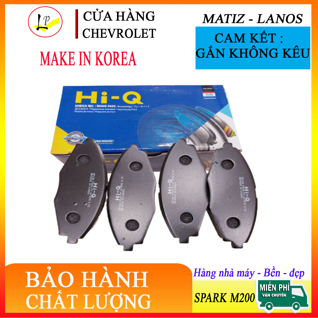 Má phanh trước ( bố thắng trước) xe Matiz, Lanos, Spark m200| Hàng Hiq chất lượng cao - bền - gắn không kêu|Má phanh ô tô, má phanh hiq, má phanh trước xe matiz 2, bố thắng xe spark, má phanh trước xe lanos | lienphuong79