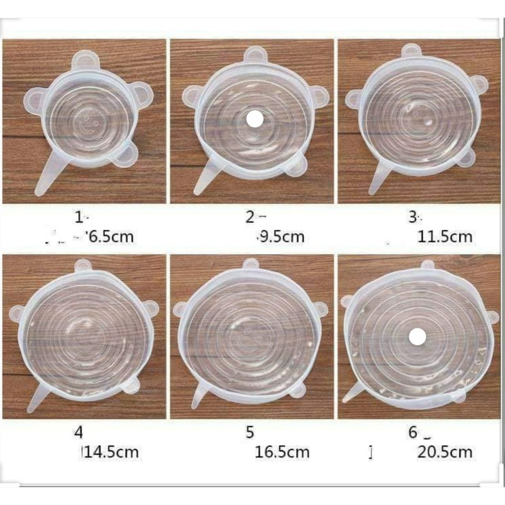 Set 6 cái nắp đậy thực phẩm silicon nhiều kích cỡ