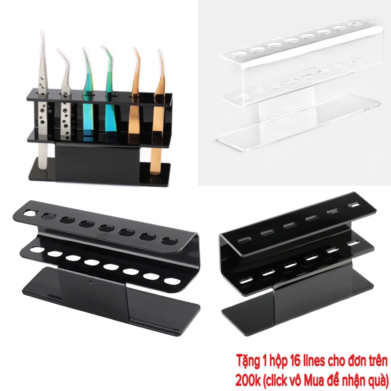 Kệ để nhíp, giá đựng nhíp nối mi 6 lỗ và 8 lỗ