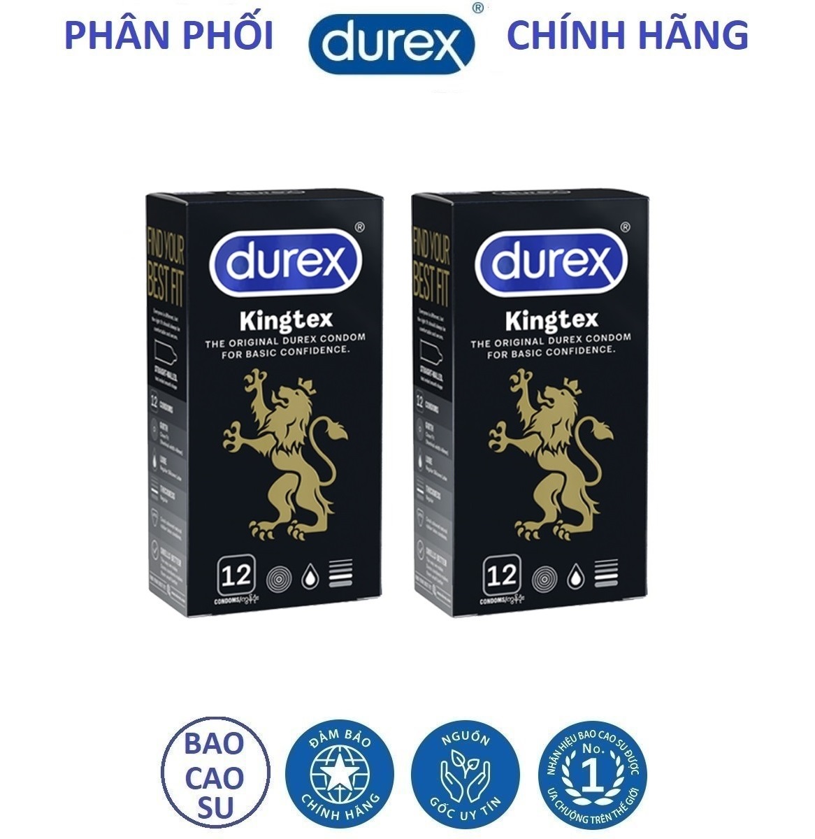 Combo 2 hộp bao cao su Durex Kingtex hộp 12c