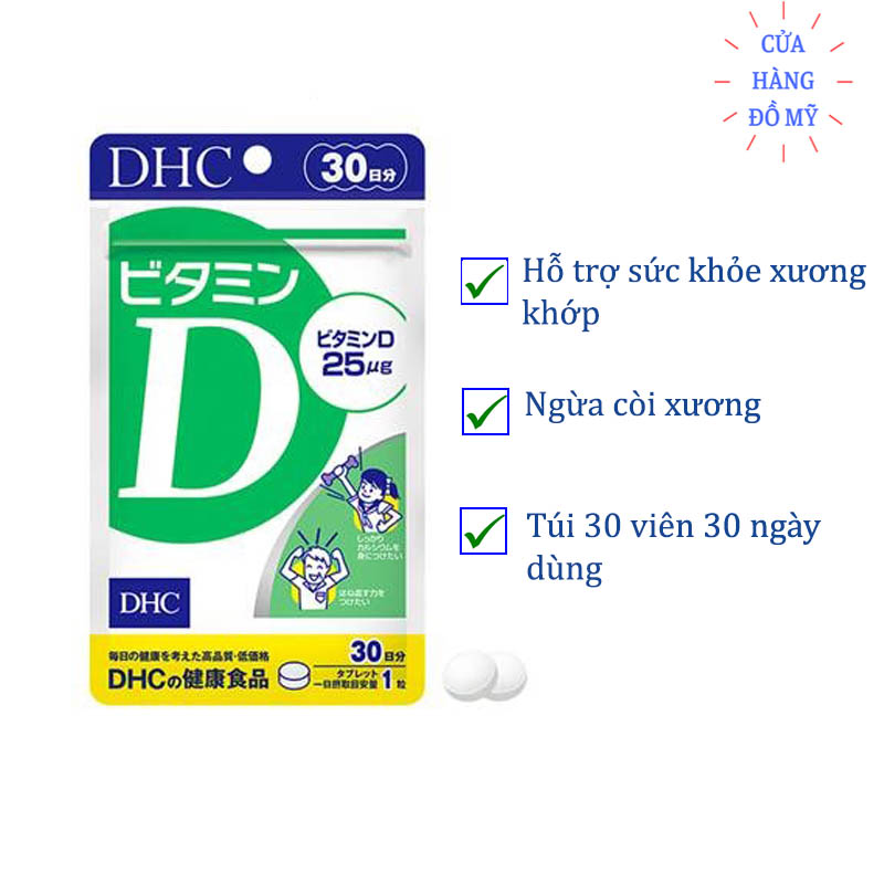 Viên uống bổ sung vitamin D DHC Vitamin D 30 ngày 30 viên của Nhật ngừa