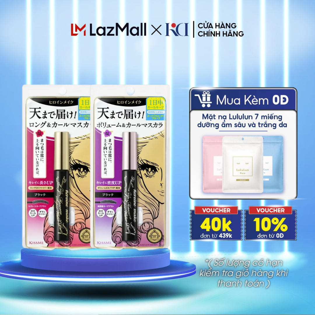 Mascara chuốt mi KissMe Heroine Make Long Up Mascara Super Waterproof mi dài cong vút chống thấm nước 6g JPKOI T1