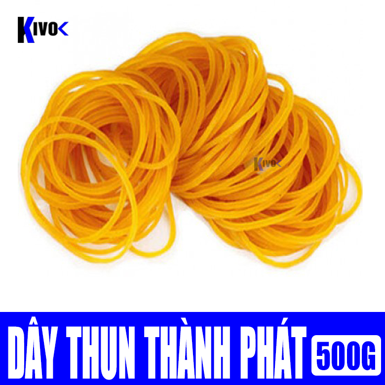 Bịch Dây Thun Co Giãn Vàng Co Giãn 500g Thành Phát - Dây Chun Tròn To / Dây Thun Nịt Nuộc Tiền - Dẻo Khoanh Lớn - Thun Cao Su Xuất Khẩu Cột Tiền Cột Hàng Hóa - Kivo