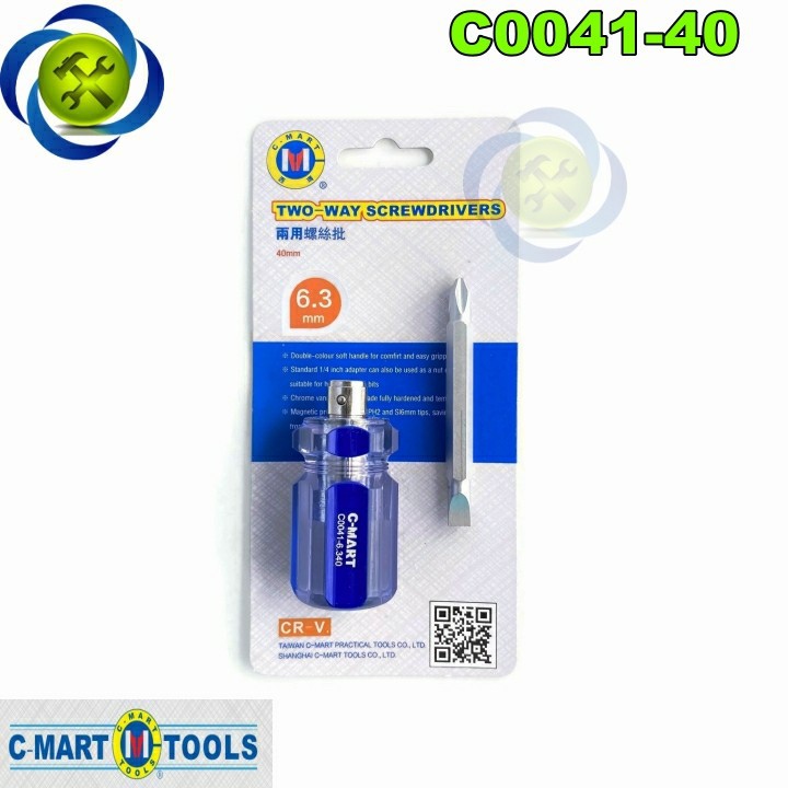 Tua vít lùn 2 đầu dẹp + bake c-mart c0041-40