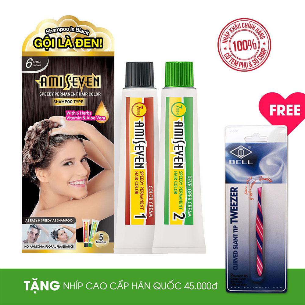 Nhuộm phủ bạc dược thảo ami seven gội là đen hương hoa quả số 6 nâu cafe hàn quốc