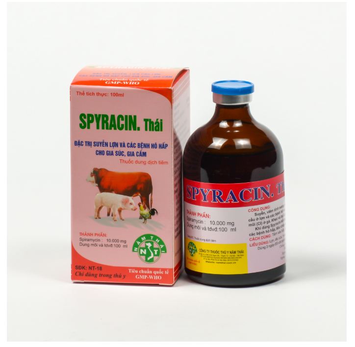 NĂM THÁI SPYRACIN Thái 100ml suyễn lợn, viêm khớp gia súc, crd, ccrd, ic ort và viêm khớp ở gia cầm