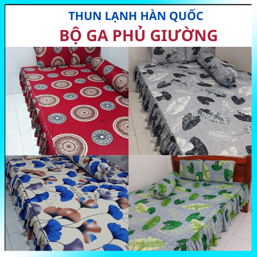 Bộ ga phủ giường thun lạnh hàn quốc bèo 1 bên- hàng đặt