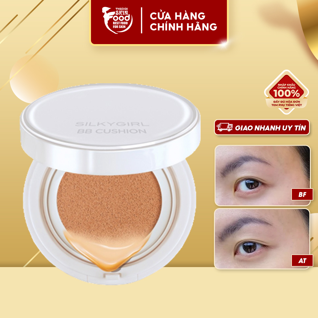 Phấn nước che phủ tốt, kiềm dầu hiệu quả silkygirl magic bb cushion spf50/pa+++ 15g
