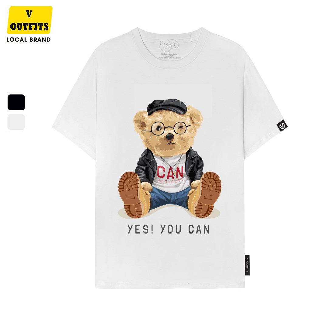 Áo thun in gấu get u can - ato121 - oversize nam nữ form châu âu v outfits - style korea - made in việt nam.