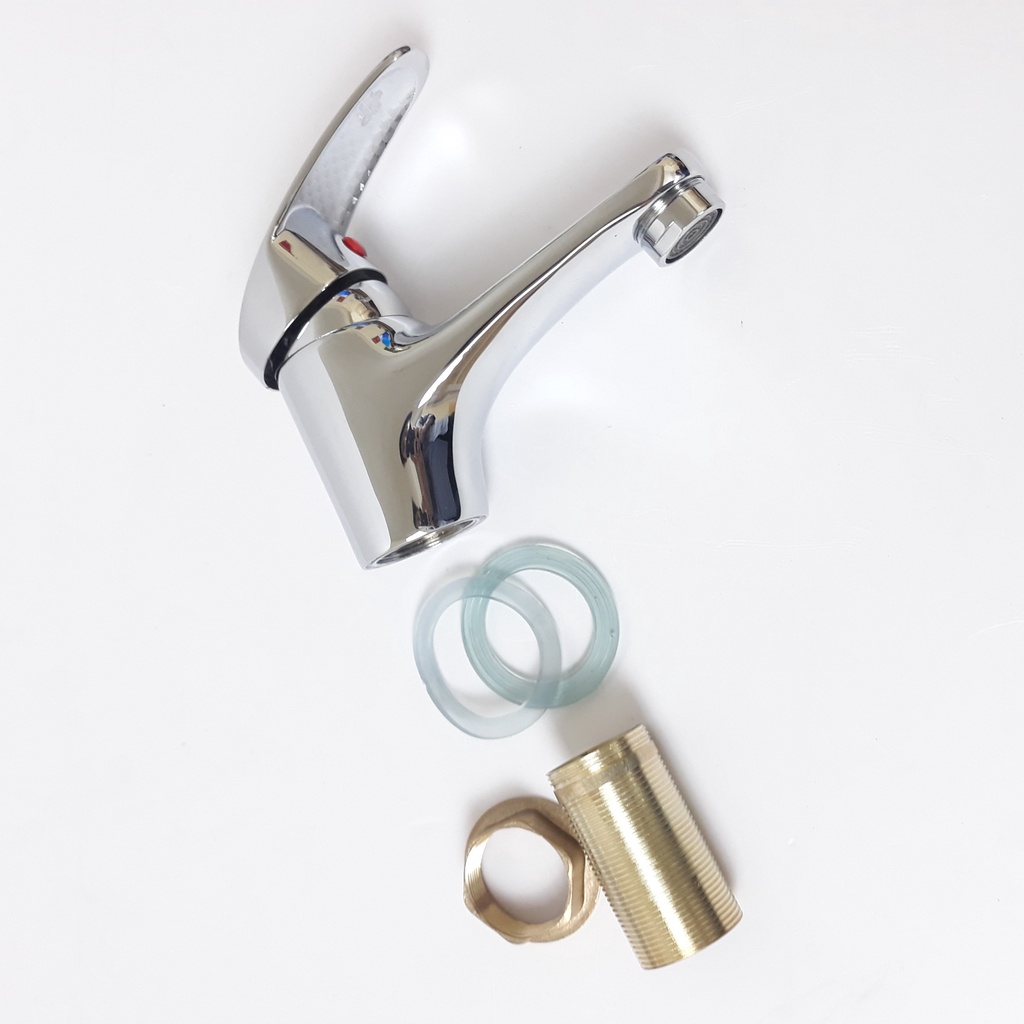 Vòi lavabo nóng lạnh Đồng mạ Chrome tặng hai dây cấp nóng lạnh