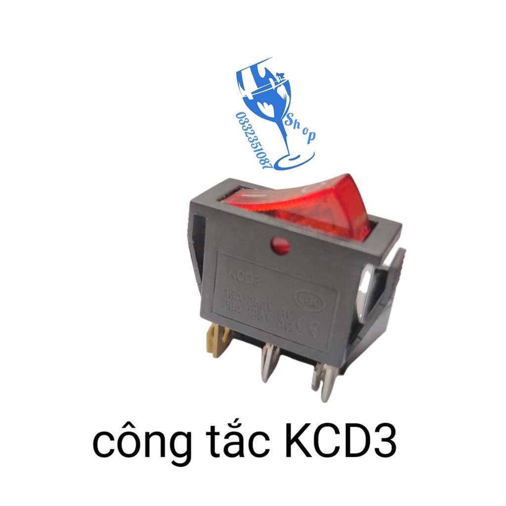 10 chiếc công tắc kcd3 màu đỏ , công tắc 3 chân