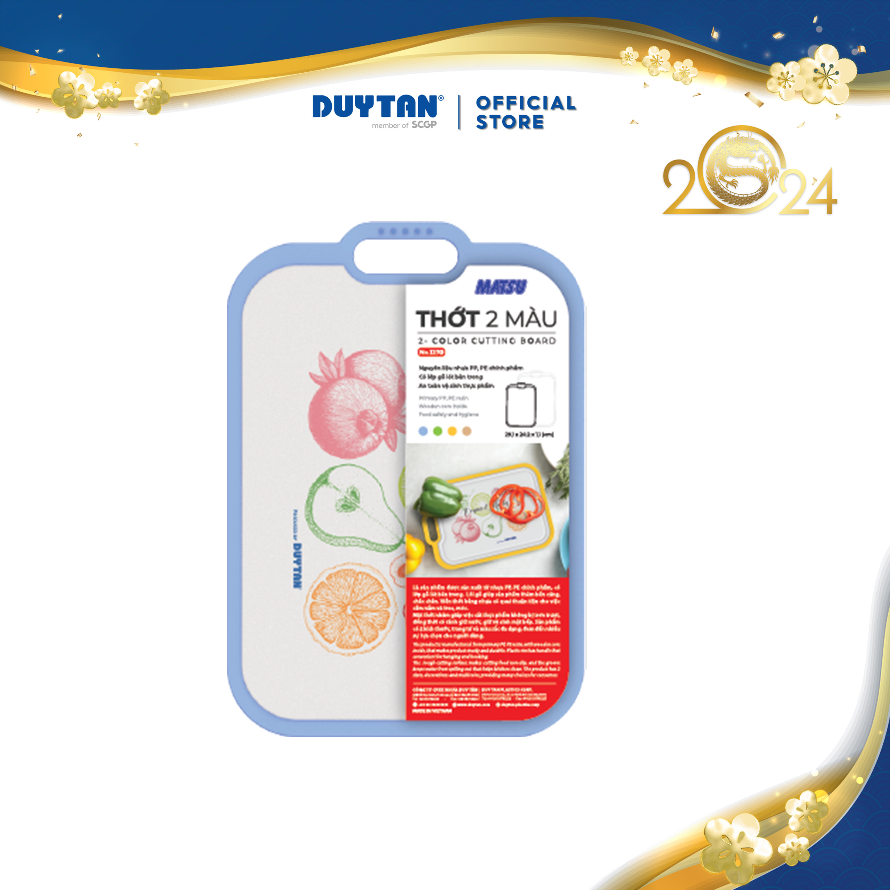 Thớt 2 màu duy tân size nhỏ - lớn góp phần tiện ích cho góc bếp